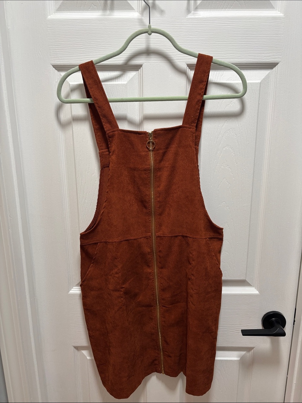 Rust Zip Front Pinafore Dress